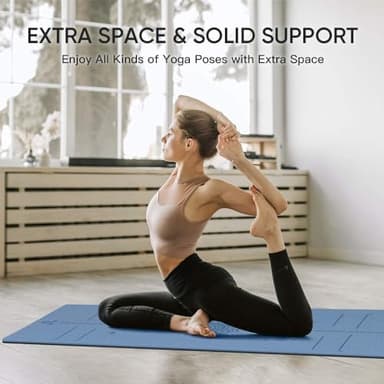 Yoga Mat Non Slip TPE Thick Yoga Mat with Alignment Mark, Large Size 72"L x 32"W x 0.32"Th or 0.24"Th, Anti-Tear Exercise & Fitness Mat for Yoga, Pilates & Floor Workouts (Blue Black, Thickness-8mm) - Image 7