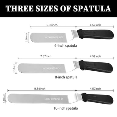 3PCS Angled Icing Spatula Set, 6"+8"+10"Offset Spatulas for cake decorating,Stainless Steel Offset Spatula Cake Decorating Spatula Set for Icing,Frosting Smooth Cake - Image 2