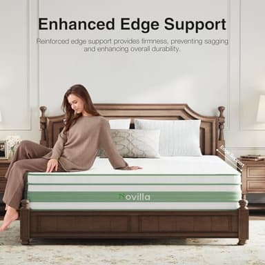 Novilla Queen Mattress 14 inch, Queen Size Hybrid Mattress in a Box with Motion Isolation,Gel Memory Foam with Pocket Springs for Support & Pressure Relief, Medium Firm Pillow Top Mattresses - Image 6