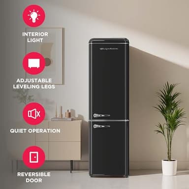 Frigidaire RETRO 9.2 Cubic Foot Fridge with Bottom Mount Freezer, 9.2 cu. ft, BLACK - Image 3