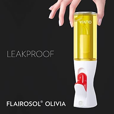 FLAIROSOL OLIVIA. The Original Advanced Oil Sprayer for Cooking, Kitchen, Salads, BBQs, Continuous Spray with Portion Control, 130ml Glass Olive Oil Sprayer(White Print) - Image 4