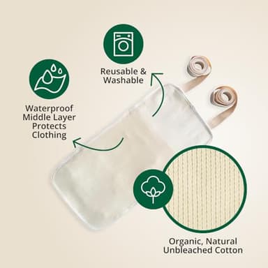 Castor Oil Pack - 8 Piece Complete Kit. Includes 16oz Glass Bottle of Organic Castor Oil, Easy to use Organic Cotton Compress with Adjustable Fit, 5 Soft Cotton Pads & Soothing Heat Pack.. - Image 4
