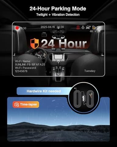 FAIMEE 4K Dash Cam Front and Rear with GPS, Upgraded 5.8G WiFi, Dual Dash Camera for Cars, Night Vision, WDR, 160°Wide Angle, 24H Parking Monitor, Emergency Lock, 3" IPS Screen (64GB Card Included) - Image 6