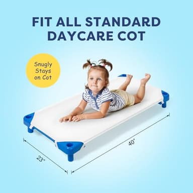 Comfyanno Cot Sheets for Daycare Standard Size - 23" x 51" - 1 Pack - Soft & Comfortable Brushed Microfiber - Fitted Cot Sheet Cover - for Daycare/Preschool Kids, Boy/Girls Nap Time - White - Image 2