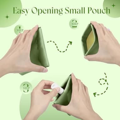 ISKYBOB Pouchic - Personalized Snap Closure Leather Organizer Pouch, 4Pcs Lambskin Pocket Cosmetic Bag Portable Self-Closing Small Makeup Bag for Purse Women Mini Travel Coin Storage Pouches (Macaron) - Image 3