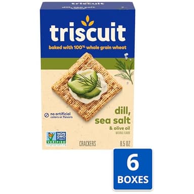 Triscuit Dill, Sea Salt & Olive Oil Whole Grain Wheat Crackers, Lunch Snacks, Bulk Snack Crackers, 6 - 8.5 oz Boxes - Image 4