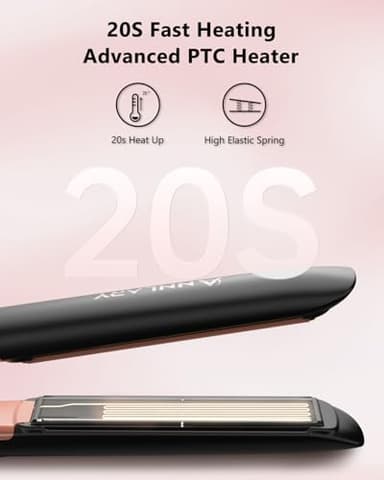 Annlary Hair Straightener 1 Inch Flat Iron and Curler 2 in 1 Titanium Ceramic Ionic Dual Voltage Straightener with Heat-Resistant Silicone, for Less Frizz, Shinier & Smoother - Image 5