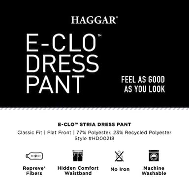 Haggar mens Eclo Stria Expandable-waist Plain-front dress pants, Black, 40W x 30L US - Image 5