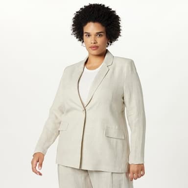 The Drop Women's Blake Long Blazer, Natural Linen, 2X, Plus Size - Image 5