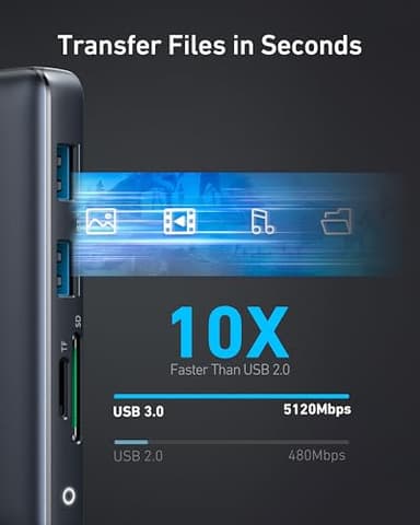 Anker Laptop Docking Station Dual Monitor, 8-in-1 USB C Hub, 4K Dual Monitor with 2 HDMI, 1 Gbps Ethernet Hub, 85W Power Delivery, SD Card Reader for MacBook Pro, XPS and More (Charger not Included) - Image 6