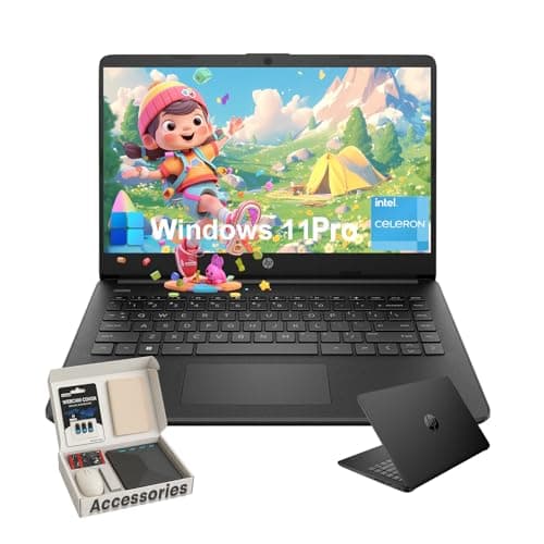 HP Student Business Laptop Computer - w/Microsoft Office Lifetime & Free CD/DVD Drive • 16GB RAM • 128GB eMMC & 256GB Extend Micro SD • Intel 4-Core Processor • HD Display • Win11 Pro(Black) - Image 1