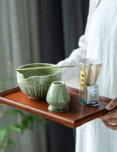 TANG PIN Matcha Set - Match Bowl with Spout and Whisk, 15 OZ, Matcha Scoop | Matcha Whisk Stand (Chasen Holder) - 4pc Perfect Matcha Kit for Matcha Tea Ceremony (Mottled Green) - Image 9
