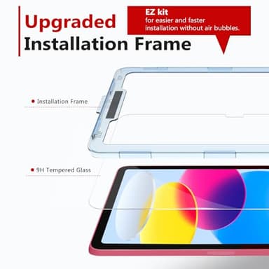 bersem Screen Protector Compatible with iPad A16 11th/10th Generation (11/10.9 Inch, 2025/2022), Tempered Glass, Ultra Clear, Anti-Scratch, Case Friendly, EZ Kit, 1 Pack - Image 2
