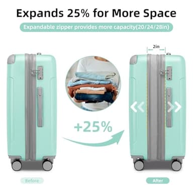 LARVENDER Luggage Sets 6 Piece Hardshell Expandable Suitcases with Spinner Wheels TSA Lock, Lightweight ABS Travel Carry On Suitcase Set for Women, Mint Green - Image 2