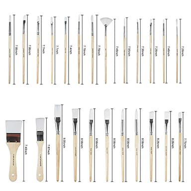 Paint Brushes Set of 24 Pieces Wooden Handles Brushes with Canvas Brush Case, Professional for Oil, Acrylic and Watercolor Painting - Image 2