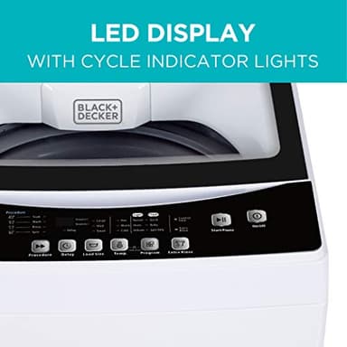 BLACK+DECKER Small Portable Washer, Washing Machine for Household Use, Portable Washer 1.7 cu.Ft with 8 Cycles, Transparent Lid & LED Display - Image 4