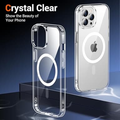 Temdan for iPhone 12& iPhone 12 Pro Case Clear with Screen Protector, Compatible with Magsafe, Anti-Yellowing, Military-Grade Protection, Shockproof Slim Magnetic Phone Case Cover, Transparent - Image 6