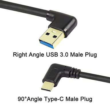 GELRHONR Gold Plated Short Right Angle USB Type C Cable, 90 Degree 18W Fast Charging USB A to USB C Cable (Black-Right-0.25M-Gold Plated) - Image 2