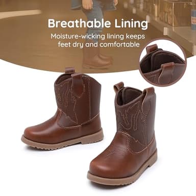 Blikcon Toddler Cowboy Boots for Boys Girls Baby Infant Cowgirl Boots Round Toe All Seasons 6-36 Months (Infant/Toddler) - Image 4