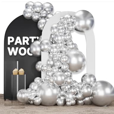 PartyWoo Metallic Silver Balloons 155 pcs Different Sizes Pack of 18 12 10 5 Inch Chrome Silver Balloon Arch Kit Garland for Graduation New Year Wedding Birthday Party Decorations Silver-G102 - Image 1