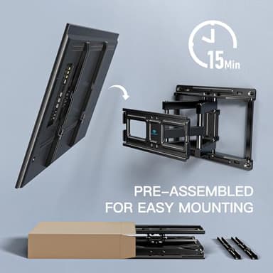 PERLESMITH TV Wall Mount Full Motion for 32-65 Inch Flat Curved Screen TVs, TV Mount with Swivels Tilts Extension Dual Articulating Bracket Arms Supports up to 99 lbs Max VESA 400x400, PSMFK9 - Image 4