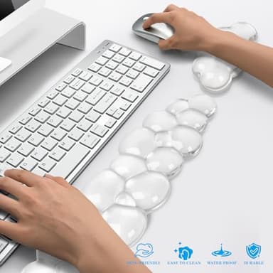 Gel Cloud Keyboard and Mouse Wrist Rest, Cute Wrist Support and Arm Support Keyboard Rest for Keyboard and Mouse Typing Pain Relief,Suitable for Office/Computer/Laptop/Gaming(White) - Image 6
