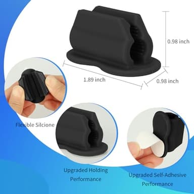 Biottro Adhesive Pen Pencil Holder for Desk Wall, 12PCS Marker Holder for Whiteboard Silicone Pen Holder for Clipboard Office Essentials Teacher Supplies (12PCS Black) - Image 2