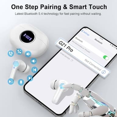 Rinsmola Wireless Earbuds, 2025 Bluetooth 5.4 Headphones Deep Bass Stereo Ear Buds, 4 ENC Noise Cancelling Mic, USB-C in-Ear Earphones, IP7 Waterproof Sport Workout for Laptop Pad Android iOS Phone - Image 7