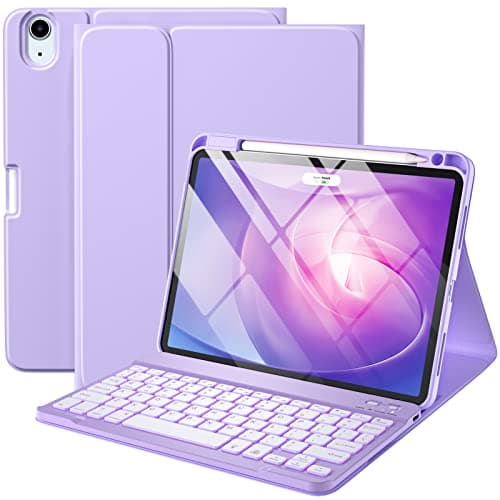 Harvopu Keyboard Case Compatible with iPad Air 11-inch/Air 5th 4th Generation Case with Keyboard-Backlit Detachable, Folio Cover with Pencil Holder for Air 11" M3/M2 (2025/2024), Air 5/Air 4 (Purple) - Image 1