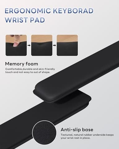 Laborio Computer Keyboard Wrist Rest Stand for Desktop, Keyboard Holder for Easy Typing with Wrist Pad for Office Desk, Home, School (Black) - Image 5