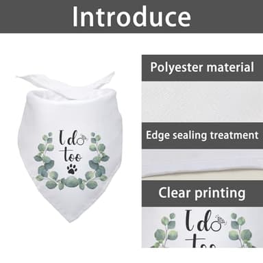 I Do Too Wedding Dog Bandana - Bridal Party Engagement Photo Prop Pet Scarf Accessory - White Wedding Bandana for Dog Lovers Owner Gift - Image 3