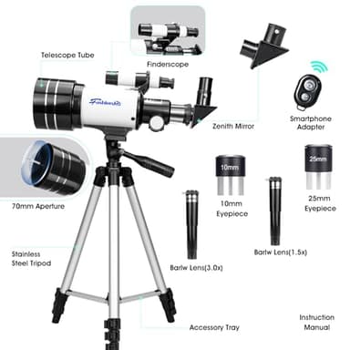 Telescope for Kids Beginners, Telescope for Kids 8-12, High Power 70mm Aperture 300mm Focal Length Astronomical Scope - Image 8