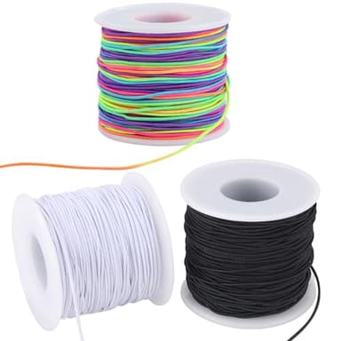 Stretchy String for Bracelets, 3 Rolls 1 mm 495 Feet Sturdy Elastic String Cord for Jewelry Making, Necklaces, Beading and Crafts (1.0mm (Black&Wihte&Rainbow)) - Image 1