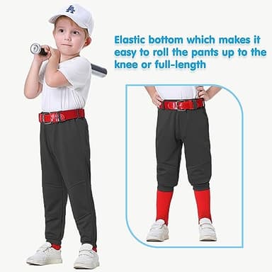 MIVEI 2T/3T/4T/5T/6T Youth Toddler Boys Baseball Pants - Kids Gilrs Tee Ball Softball Football Pants with Belt Loop UPF50+ - Image 5