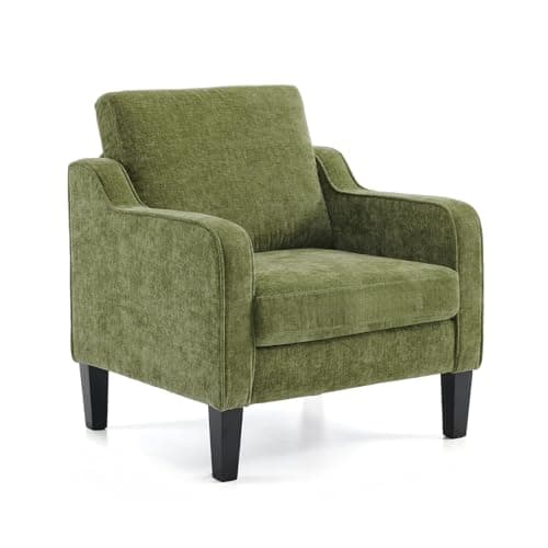 VINGLI Accent Chair for Living Room Chairs Olive Green Reading Chair for Bedroom Scooped Arm Chair Mid Century Modern Accent Chairs Upholstered Comfy Chair for Apartment, Waiting Room - Image 1