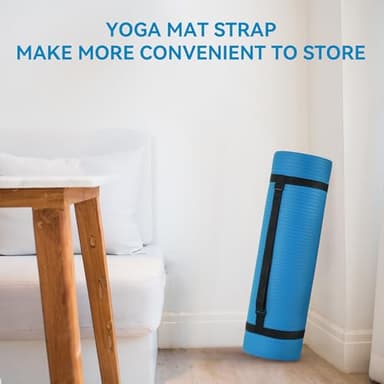 Fitvids All Purpose 1/2-Inch Extra Thick High Density Anti-Tear Exercise Yoga Mat with Carrying Strap, Blue - Image 8