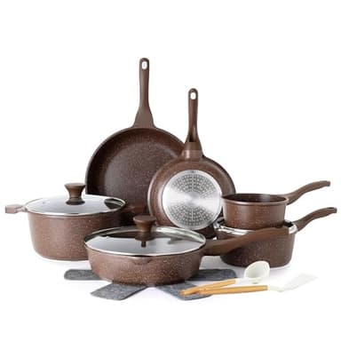 SENSARTE Nonstick Cookware Set 16-Piece, Healthy Pots and Pans Set, Non-stick Kitchen Cooking Set with Stay-Cool Handles, Silicone Utensils and Pot Protectors - Image 1