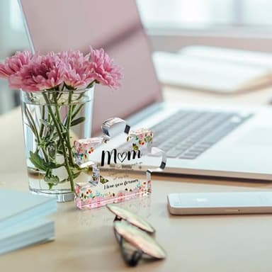 VELENTI Gifts for Mom - Cute Engraved Acrylic Block Puzzles Piece - Adorable Mom Gift from Son, Daughter - Fun Christmas, Mothers Day, Birthday Gift Idea for Mom - Fancy Decoration Piece for Home - Image 4