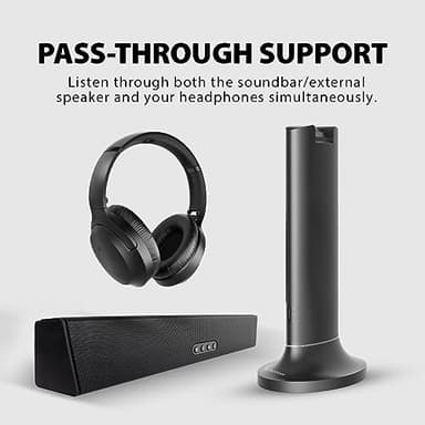 Avantree Opera Plus - Wireless Headphones for TV Watching with Clear Dialogue & Volume Boost for Seniors & Hard of Hearing, Use with Soundbar at Same Time, Charging Transmitter Base, Comfortable Fit - Image 4