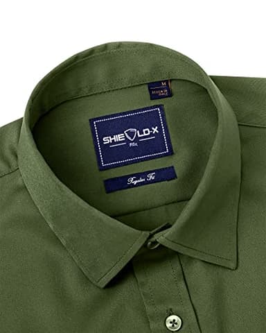 Alimens & Gentle Slim Fit Dress Shirts for Men Long Sleeve Stretch Stain Proof Wrinkle Free Button Down Shirts Formal Shirts Army Green - Image 4