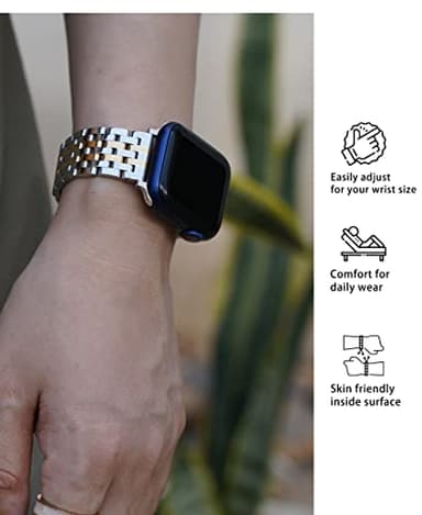 Seven-link Watch Bands for Apple Watch 10,Se,9,8,7,6,5,4,3,2,1 for Women, Dressy Stainless Steel Metal Band for Apple Watch 40mm 41mm 42mm 38mm for iWatch, Two-Tone Silver/Gold - Image 2