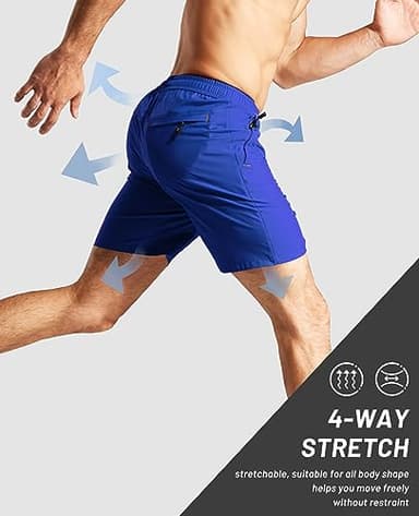 MIER Men's 7 Inch Inseam Athletic Shorts Workout Running Quick Dry Lightweight Gym Shorts with Zip Pockets, Royal Blue, XXL - Image 4