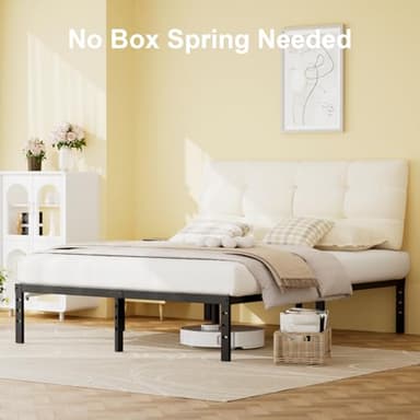 yoyomax 14 Inch Queen Size Metal Platform Bed Frame, Queen Bed Frame with Storage Space Under Bed, Heavy Duty Steel Slat Support, No Box Spring Needed, Easy Assembly, Black - Image 7