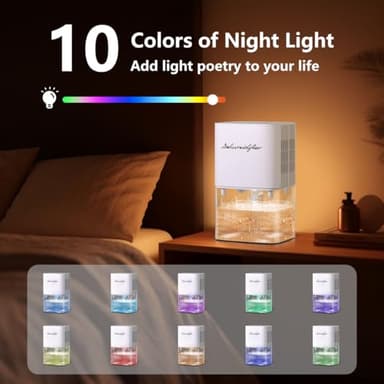 Dehumidifier 1800ML 63OZ Small Dehumidifier for Home 230 Ft² Safety Dehumidifiers Adjustable 10 Color Lights 5 Timers 3 Setting Modes Auto Shut Off Protection Low Noise For Bedroom Bathroom - Image 5