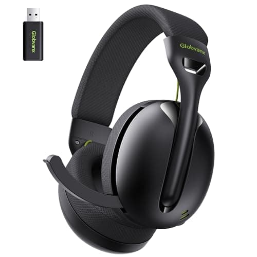 Globvanx Wireless Gaming Headset for PS5, PS4, PC, Mac, Switch, 2.4GHz Gaming Headsets with Bluetooth 5.4, Hidden ENC Noise Canceling Mic, 35H Battery, 3D Spatial Sound, 3.5mm Wired - Black