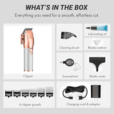 BaBylissPRO ROSEFX+ Professional Barber Cord/Cordless Hair Clippers for Men, All Metal, Lithium Battery with 3-Hour Runtime, Rose Gold - Image 3