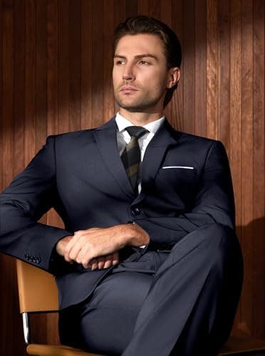 WULFUL Men’s Slim Fit Suit One Button 3-Piece Blazer Dress Business Wedding Party Jacket Vest & Pant - Image 3