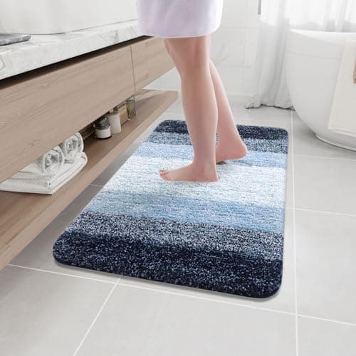 Arotive Microfiber Bathroom Rugs, Shaggy Soft and Absorbent Bath Rug, Non-Slip, Thick Plush Machine Washable Dry Bath Mats for Bathroom, Tub and Shower, 36x24, Dark Blue - Image 1