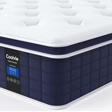 Coolvie Queen Mattress Firm, Strong Coils Hybrid Mattresses for Extra Lumbar & Hip Support, Cooling Knit Fabric Cover- CertiPUR-US® Certified Foam/ 80x60x12, 12 Inch Mattress Queen Size in a Box - Image 1