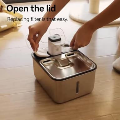 Stainless Steel Cat Water Fountain Wireless for Cats Indoor, 3.6L/123oz Automatic Metal Dog Water Dispenser,Cordless Battery Operated Pet Drinking Fountain,Rechargeable Waterer with Motion Sensor - Image 3